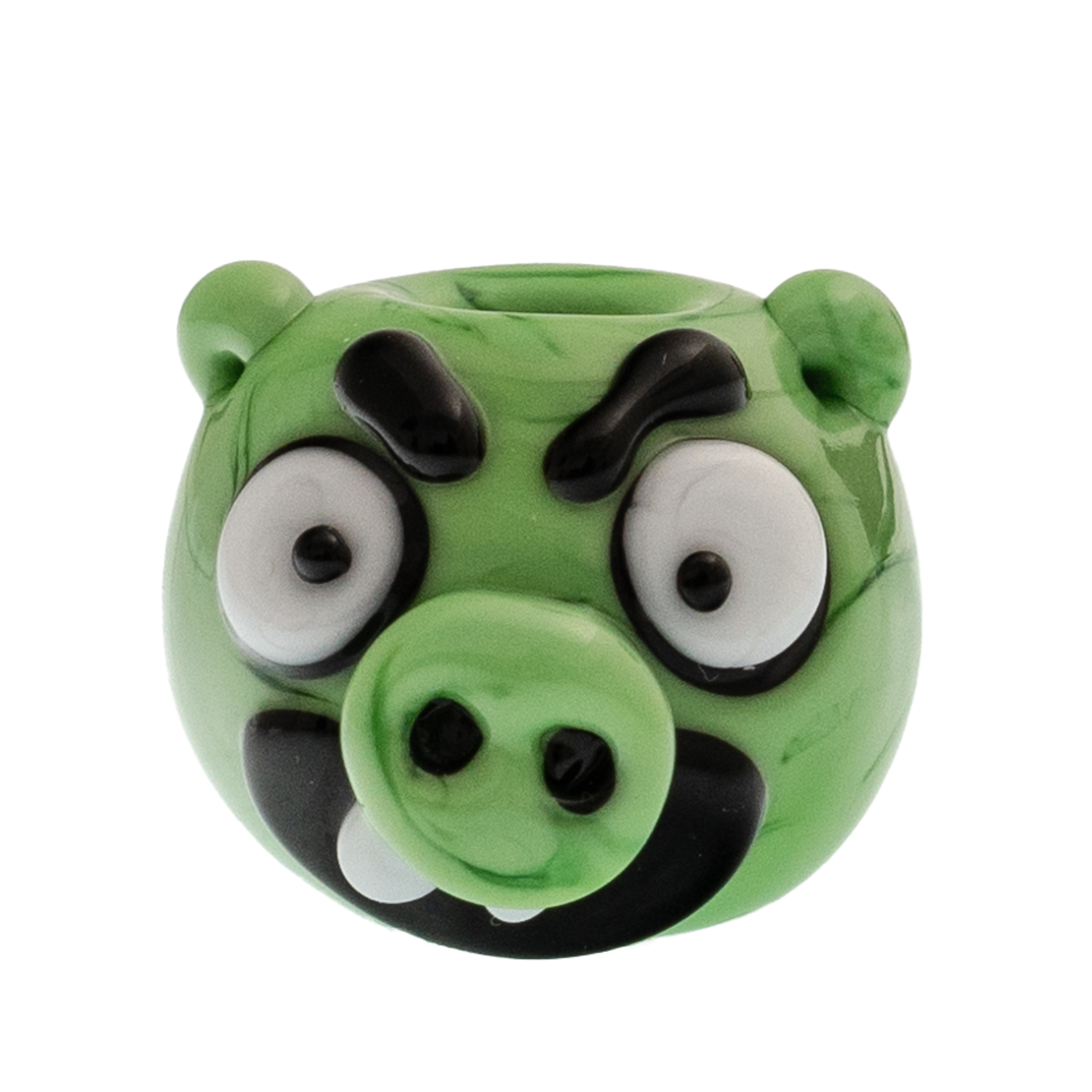 Бусина Angry bird, зеленая, стекло