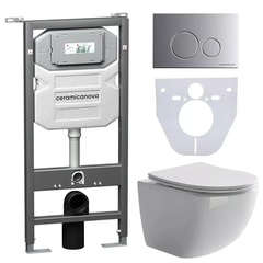 Ceramica Nova CN3009_1001M_1000 Комплект: Подвесной унитаз + Шумоизоляционная панель для инсталляции + Система инсталляции для унитазов с кнопкой смыва фото