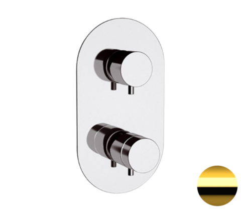 Remer Minimal Thermo NT92DO Смеситель для ванны/душа термостат на 2 потока скрытый монтаж (скрытая часть в комплекте), цвет: золото