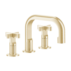 Gessi Inciso 58112#246 Смеситель для раковины на 3 отверстия без донного клапана, излив 140мм, h=145мм, цвет: золото фото