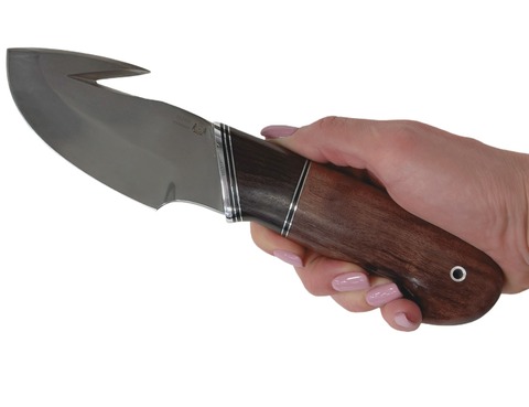 Нож Шкуросъёмный-1, Х12МФ, стаб. карельская берёза, венге, мельхиор