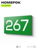 Номер на дверь 267, табличка на дверь для офиса, квартиры, кабинета, аудитории, склада, зеленая 120х70 мм, Айдентика Технолоджи