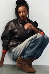 ZARA ЗАМШЕВЫЕ БОТИЛЬОНЫ СО СБОРКАМИ, ТЕМНЫЙ РЫЖЕВАТО-КОРИЧНЕВЫЙ