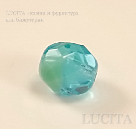 Бусина с огранкой (цвет- бирюзовый+молочно-бирюзовый) 8х7 мм , 10 штук ()
