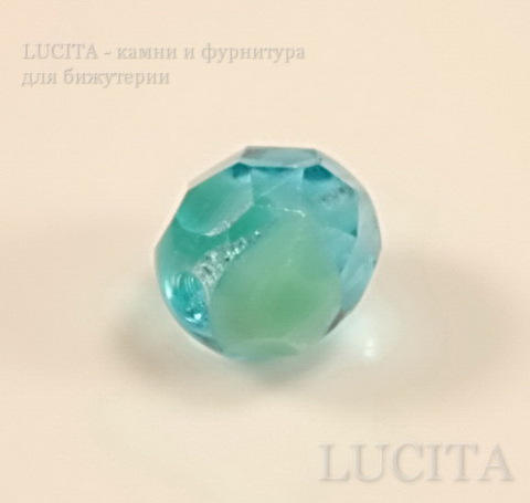Бусина с огранкой (цвет- бирюзовый+молочно-бирюзовый) 8х7 мм , 10 штук ()