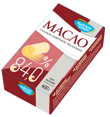 Масло сливочное Чудское озеро 84% 400 г (М)