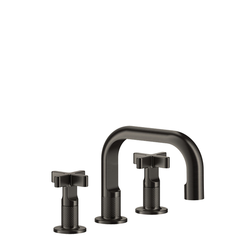 Gessi Inciso 58112#299 Смеситель для раковины на 3 отверстия без донного клапана, излив 140мм, h=145мм, цвет: nero XL