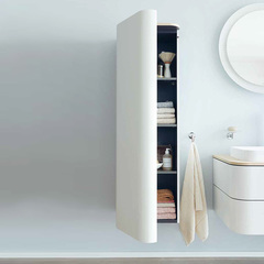 Duravit Happy D.2 Plus HP1261L3939 Пенал подвесной 1330x400x360мм с 3 стеклянными полками петли слева, цвет: Скандинавский белый шелковисто-матовый (без топа) фото