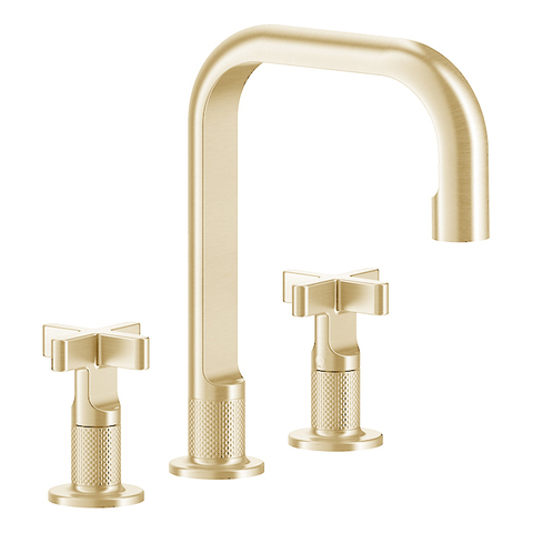 Gessi Inciso 58113#246 Смеситель для раковины на 3 отверстия с донным клапаном, излив 160мм, h=240мм, цвет: золото