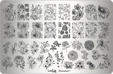LESLY Пластина для стемпинга Flowerbed 1