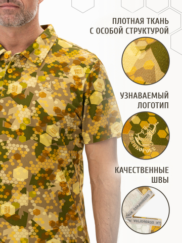 Поло «Сотовый камуфляж» - пожелтевшая листва мужское
