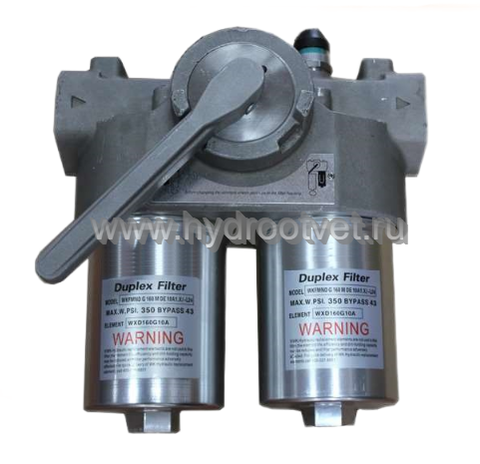 Фото FMNDW/HC110LDD25D1.X/L24 - Линейный фильтр гидравлический сдвоенный модели FMND тонкость фильтрации 25 мкм, типоразмер 110, вид присоединения: резьба G3/4, материал корпуса - чугун, рабочее давление до 250 бар, визуально-электрический (лампа с напряжением 24В) индикатор загрязнения