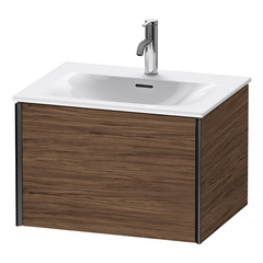 Duravit XViu XV40320B221 Тумба подвесная 610x800x480мм, для раковины #234463, 1 ящик, цвет: walnut dark/черный матовый фото