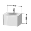 Duravit XViu XV40320B221 Тумба подвесная 610x800x480мм, для раковины #234463, 1 ящик, цвет: walnut dark/черный матовый