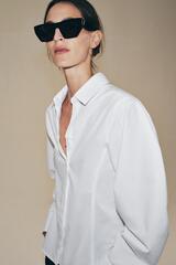 ZARA РУБАШКА ИЗ ПОПЛИНА — ZW COLLECTION, БЕЛЫЙ