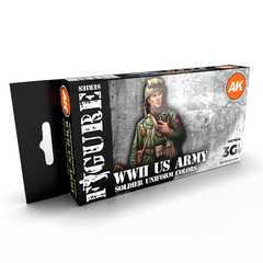 Набор красок AK interactive WWII US Army Soldier Uniform Colors Set 3G, 6 красок