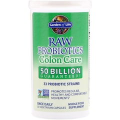 Garden of Life, Пробиотики Raw, для здоровья толстой кишки, 30 вегетарианских капсул