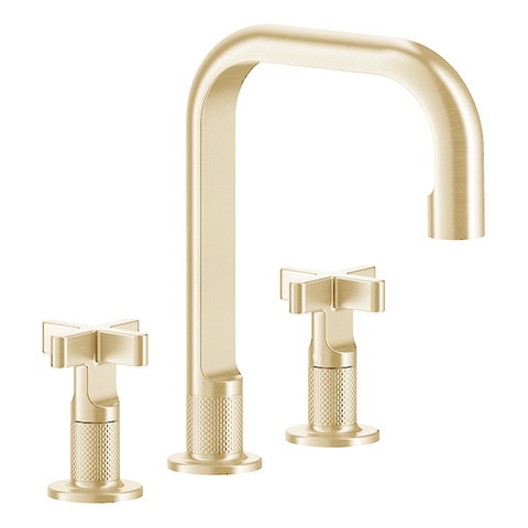 Gessi Inciso 58114#246 Смеситель для раковины на 3 отверстия без донного клапана, излив 160мм, h=240мм, цвет: золото