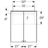 Geberit Option Basic 500.258.00.1 Зеркальный шкаф с подсветкой, две двери, 56x67.5x14см