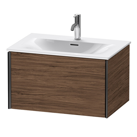 Duravit XViu XV40330B221 Тумба подвесная 610x800x480мм, для раковины #234473, 1 ящик, цвет: walnut dark/черный матовый