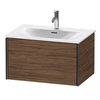 Duravit XViu XV40330B221 Тумба подвесная 610x800x480мм, для раковины #234473, 1 ящик, цвет: walnut dark/черный матовый