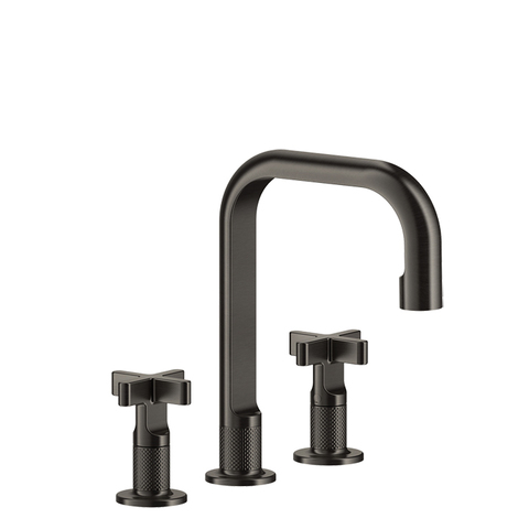 Gessi Inciso 58114#299 Смеситель для раковины на 3 отверстия без донного клапана, излив 160мм, h=240мм, цвет: nero XL