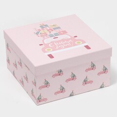 Коробка одиночная, Квадрат, Happy New year, 13,5*13,5*8см, 1 шт.