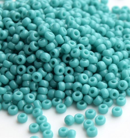 8/0 RR-0412 Бисер круглый Миюки Бирюзовый непрозрачный /Miyuki round 8/0 Opaque turquoise green