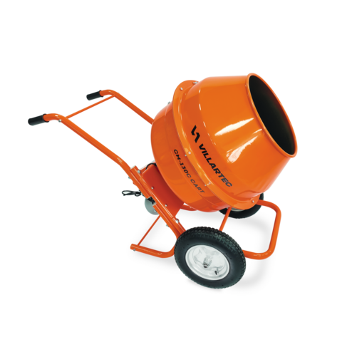 Бетоносмеситель 130 л, 850 Вт, на пневмоколёсах VILLARTEC CM 130C CART, 3103130000