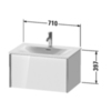Duravit XViu XV40330B221 Тумба подвесная 610x800x480мм, для раковины #234473, 1 ящик, цвет: walnut dark/черный матовый