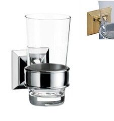 Emco Classic 0420 207 01 Стакан, квадратный держатель, без декора, цвет хром/золото, стекло прозрачное фото