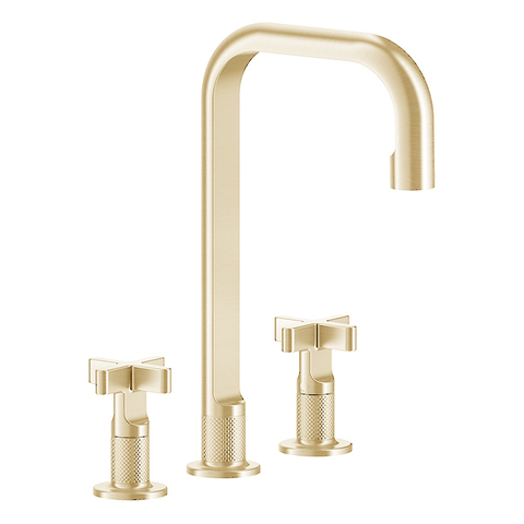 Gessi Inciso 58115#246 Смеситель для раковины на 3 отверстия с донным клапаном, излив 160мм, h=314мм, цвет: золото