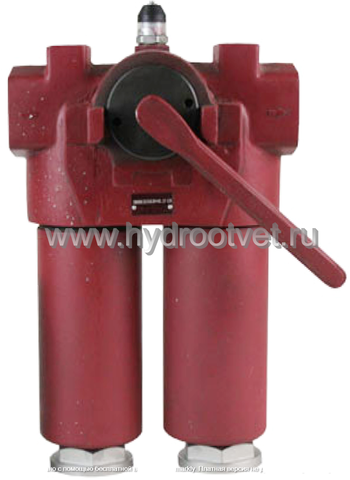 Фото FMNDW/HC110LDD25D1.X/L24 - Линейный фильтр гидравлический сдвоенный модели FMND тонкость фильтрации 25 мкм, типоразмер 110, вид присоединения: резьба G3/4, материал корпуса - чугун, рабочее давление до 250 бар, визуально-электрический (лампа с напряжением 24В) индикатор загрязнения
