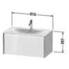 Duravit XViu XV40340B122 Тумба подвесная 610x800x480мм, для раковины #234483, 1 ящик, цвет: белый глянцевый/champagne matt