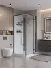 BelBagno UNO-CAB-A-1-90-C-NERO-Bi-TOP-R Душевая кабина с задними стенками, смесителем, верхним и ручным душем, акриловым поддоном и крышей, правосторонняя