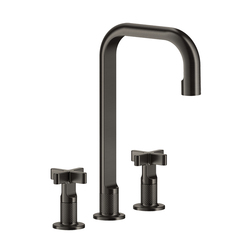 Gessi Inciso 58115#299 Смеситель для раковины на 3 отверстия с донным клапаном, излив 160мм, h=314мм, цвет: nero XL фото