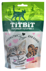 Titbit лакомство для кошек хрустящие подушечки с паштетом из говядины 100г