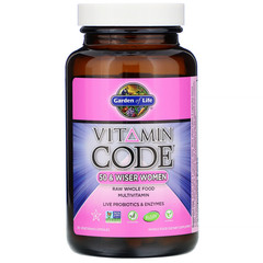 Garden of Life, Vitamin Code, для женщин от 50 и старше, мультивитамины из сырых цельных продуктов, 120 вегетарианских капсул
