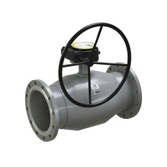 Кран стальной шаровой цельносварной LD Regula, DN-125 PN-25, длина-350мм, стандартнопроходной, фланцевый с редуктором