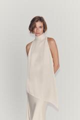 ZARA АСИММЕТРИЧНЫЙ ТОП С ЗАВЯЗКАМИ — ZW COLLECTION, ЭКРЮ