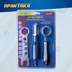 Заклепочник ПРАКТИКА насадка для шуруповерта для заклепок 2,4-4,8 мм металлический корпус, (919-648)