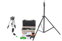 Комплектация №1 Лазерный уровень 4D HIBIRU PROFFMASTER  QP40 зеленый луч(нижний и верхний горизонт) + тренога 3 м + лазерный дальномер LOMVUM LV55 (дистанция до 40 м)
