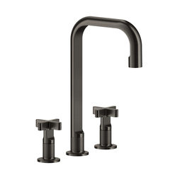 Gessi Inciso 58116#299 Смеситель для раковины на 3 отверстия без донного клапана, излив 160мм, h=314мм, цвет: nero XL фото