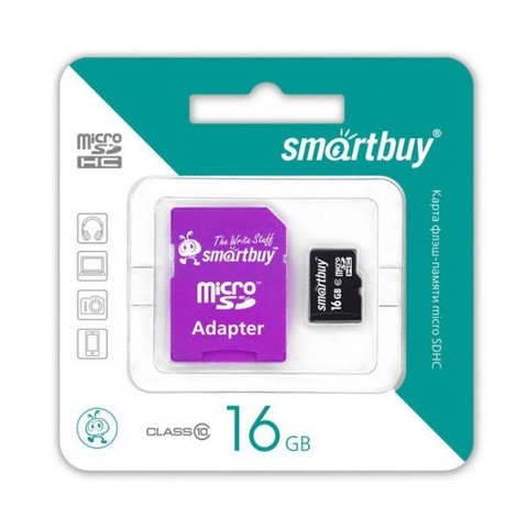 Карта памяти SmartBuy microSDHC Class 10 16GB + SD adapter Карта памяти SmartBuy microSDHC Class 10 16GB + SD adapter