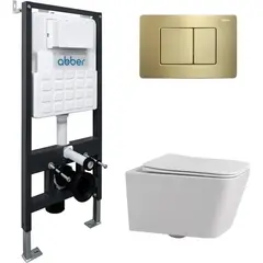 Abber Rechteck AC1201-AC0105-AC0120MMG Комплект: подвесной Унитаз AC1201 с инсталляцией AC0105 и кнопкой AC0120MMG фото