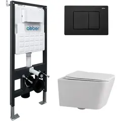Abber Rechteck AC1201-AC0105-AC0120MB Комплект: подвесной Унитаз с инсталляцией AC0105 и кнопкой AC0120MB фото