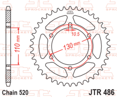 Звезда задняя JTR486.43ZBK для Yamaha MT-03, YZF-R3