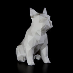 Фигурка БУЛЬДОГ, низкополигональная, дизайнерская. Low Poly Bulldog 24 см., белая