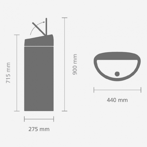 Мусорный бак Brabantia Touch Bin (40л), Матовый черный/крышка матовая с защитой от отпечатков пальцев, арт. 378768 - фото 1