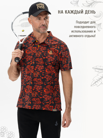 Поло «Красная хохлома» мужское